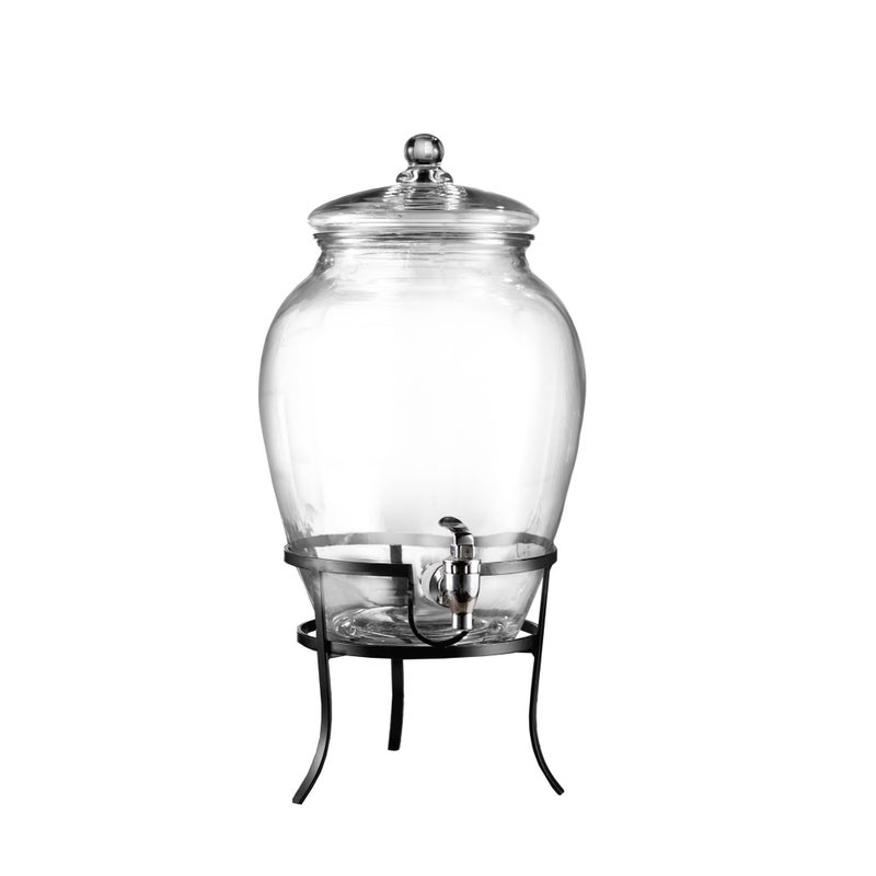 Style Setter Beverage Dispenser Cold Drink Dispenser Glass Jug, Metal Stand & Leak-Proof Acrylic Spigot Great for Parties, Weddings & More (With Metal Rack) - Image 3